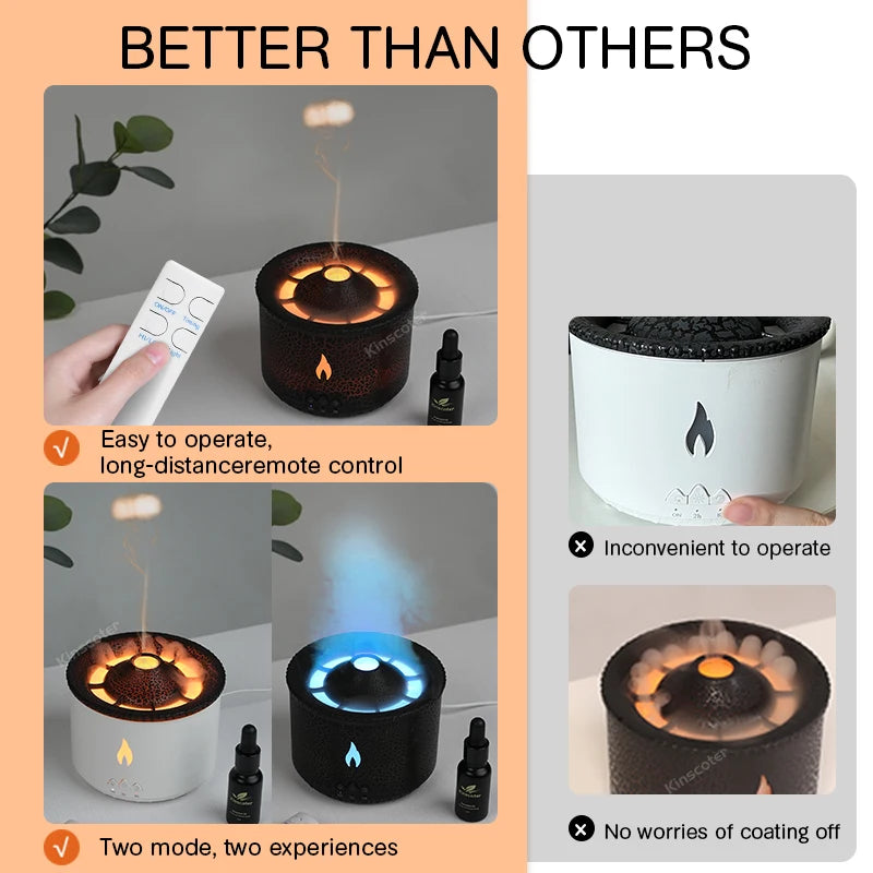 Aromatherapy Volcano Flame Diffuser with Humidifier Feature - Smarsty