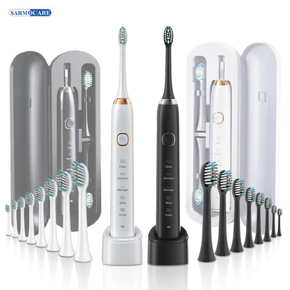 Sarmocare Electric Sonic Toothbrush with 8 Brush Heads - Smarsty