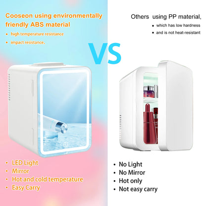 6L mirror beauty makeup refrigerator skin cosmetics skin care mask hot and cold storage portable LED mini refrigerator