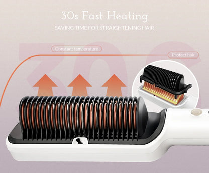 OUDIM Ionic Hair Straightener Brush with Six Temperature Settings - Smarsty