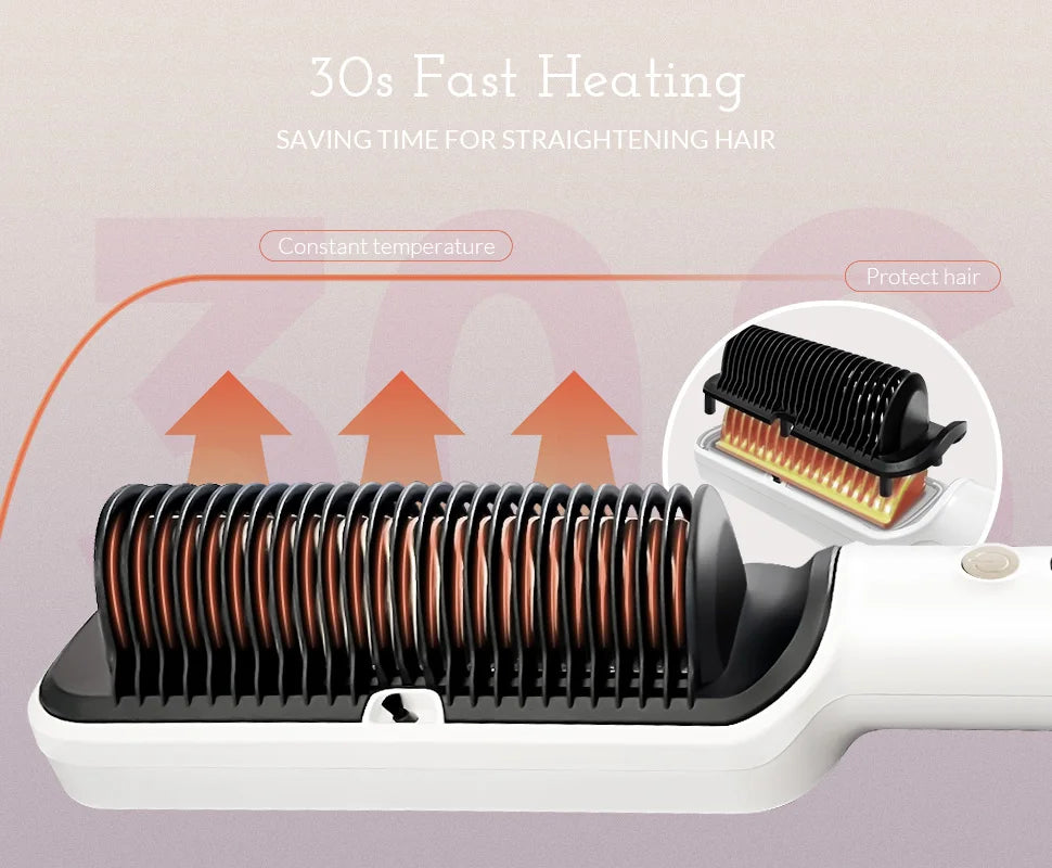 OUDIM Ionic Hair Straightener Brush with Six Temperature Settings - Smarsty