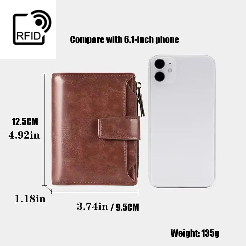 Men's Coin Purse Wallet RFID Anti-theft Man Leather Wallet Zipper Business Card Holder Money Bag Wallet Male - Smarsty