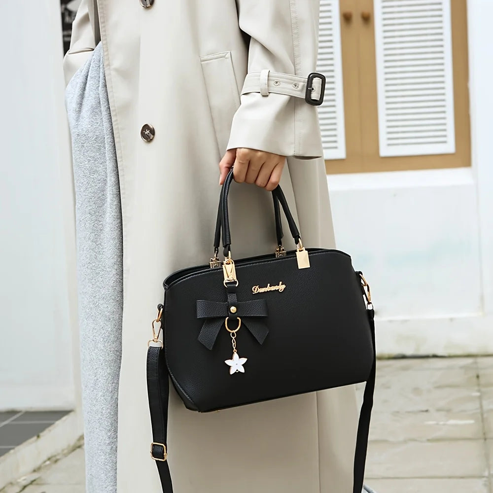 Elegant Bowknot Shoulder Bag With Multiple Compartments - Smarsty