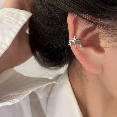 Four Pointed Star Clip Earrings No Piercing Luxury - Smarsty