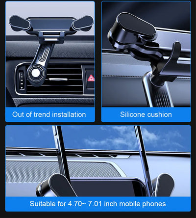 BLALION Car Phone Holder Gravity GPS Support 360 Degree Rotatable Anti Shaking Car Air Vent Mount For IPhone Pro Xiaomi Samsung - Smarsty
