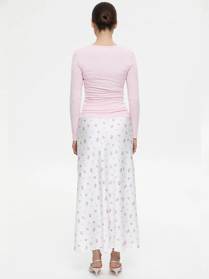 Tossy Summer Printed Fashion Long Skirt For Women High Waist Contrast Patchwork Slim Elegant Party Looks Ladies Y2k Maxi Skirt - Smarsty