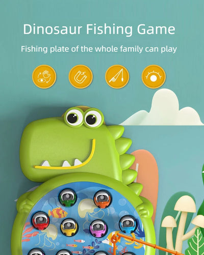 Dinosaur Simple Magnetic Fishing Toys Play Rod Game Toys for Children Baby Montessori with Rod Kids Educational No Rotating Gift