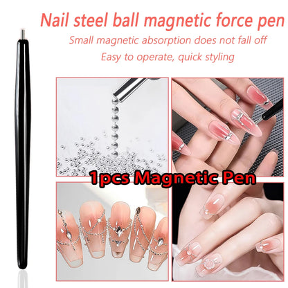 Mini Caviar Beads Nail Art Set with Magnetic Pen - Smarsty