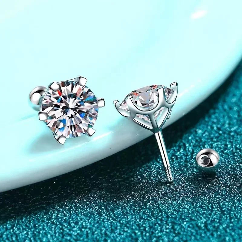 Moissanite Stud Earrings D Color 925 Sterling Silver - Smarsty