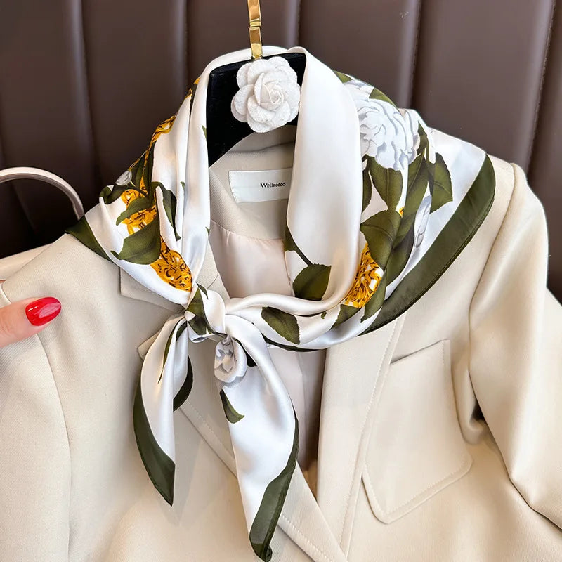 Satin Silk Square Scarf for Women Sun Protection - Smarsty