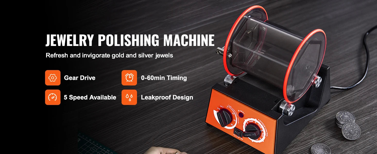 SucceBuy 3kg 5kg Rotary Tumbler Surface Polisher Jewelry Drum Polishing Machine Gem DIY Mini-Tumbler Finishing Tools - Smarsty