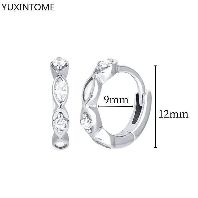 925 Sterling Silver Hoop Earrings White Crystal Luxury - Smarsty