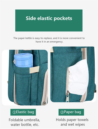 Folding Mommy Bag Lightweight Portable Folding Crib Bed Large-capacity Baby Backpack Female Mommy Outting Bag Mummy Bag by Smarsty