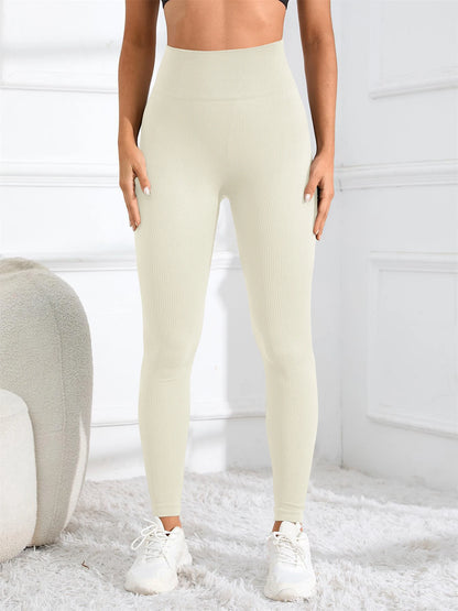 High Waisted Seamless Yoga Leggings, Ribbed Sportswear Tights, Fitness Apparel for Women, Gym and Casual Wear For Fall & Winter - Smarsty