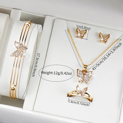 Fashion Heart Women's Quartz Watch Set with Butterfly Design - Smarsty