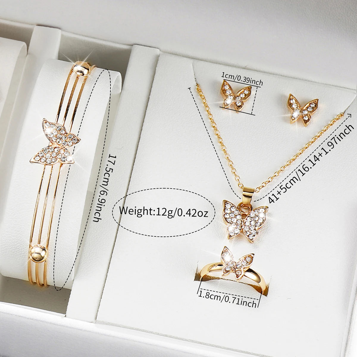 Fashion Heart Women's Quartz Watch Set with Butterfly Jewelry - Smarsty