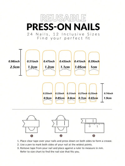 24 Piece Short Fake Nails Set with Glitter Tips - Smarsty