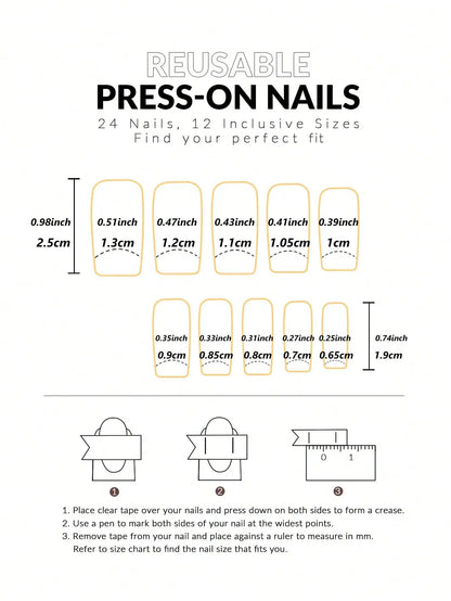 24 Piece Short Fake Nails Set with Glitter Tips - Smarsty