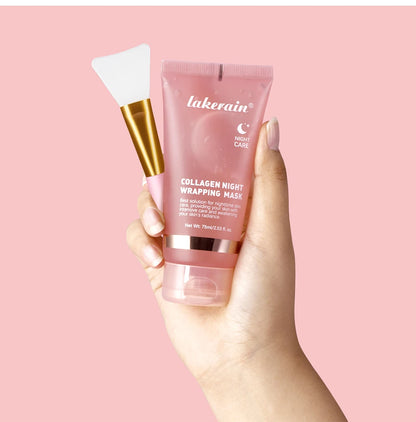 Collagen Wrapping Mask And Brush Set Rejuvenation Moisturize Brightening Korean Face Mask Make Glowy Skin Elasticity Facial Mask - Smarsty