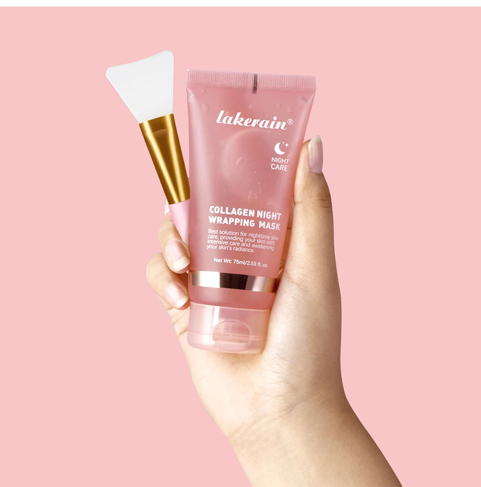 Collagen Wrapping Mask And Brush Set Rejuvenation Moisturize Brightening Korean Face Mask Make Glowy Skin Elasticity Facial Mask - Smarsty