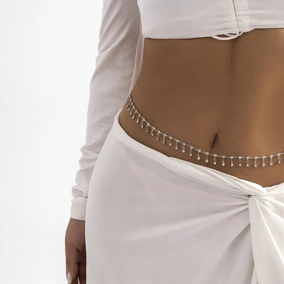 Beach Bikini Waist Chain with Rhinestone Pendant - Smarsty