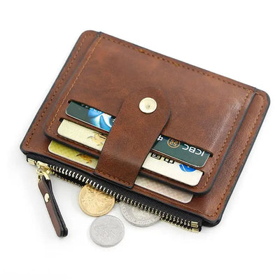 Luxury Small Men's Credit ID Card Holder Wallet Male Slim Leather Wallet with Coin Pocket Brand Designer Purse for Men Women - Smarsty