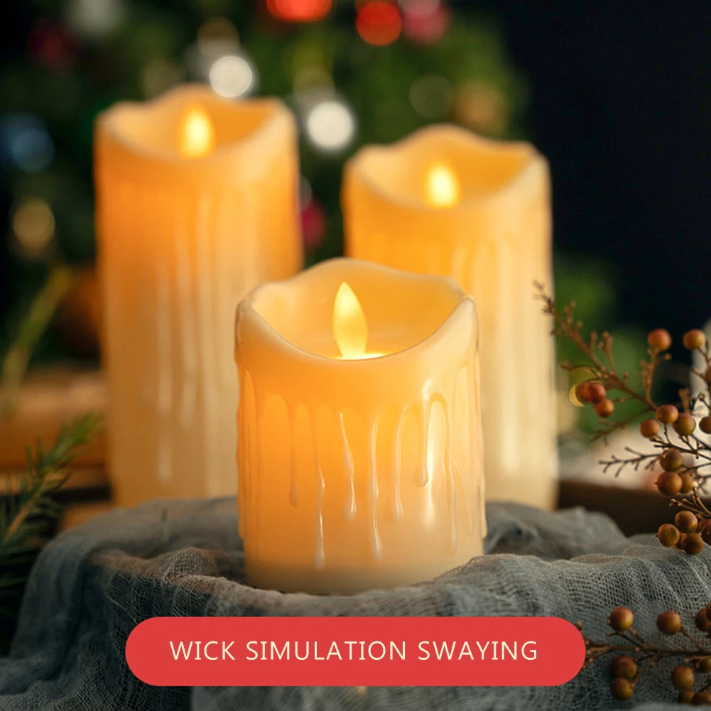 5cm Flameless LED Tealight Battery Operated Simulation Flickering Pillar Candles PP Candles Light Tear Shaped for Party Festive