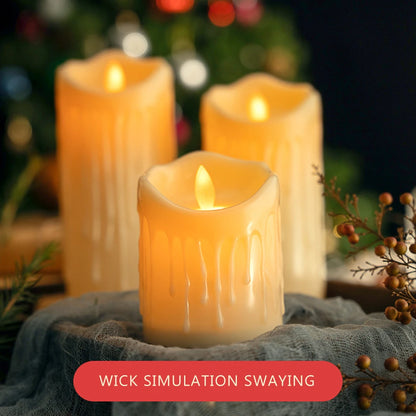 5cm Flameless LED Tealight Battery Operated Simulation Flickering Pillar Candles PP Candles Light Tear Shaped for Party Festive
