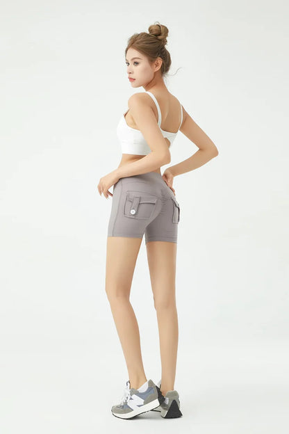 Peach Butt Fitness Shorts Women's Exercise Three-Quarter Pants Cargo Air Dry Pocket Yoga  Tight  Lift Summer - Smarsty