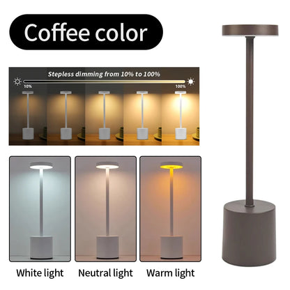 Classic Table Lamp USB Rechargeable Night Light Stepless Dimming Touch Desk Lamp 3 Colors Bedside Lamp Bar Hotel Decoration - Smarsty