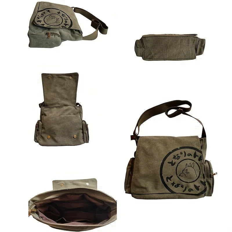 Vintage Cartoon Canvas Messenger Bag Women Large Capacity - Smarsty