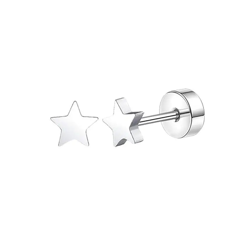 Stainless Steel Heart Moon Ear Studs Screw Back Cartilage - Smarsty