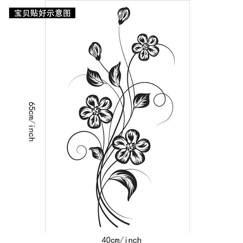 Beautiful Black Flower Wall Sticker for Home Decor - Smarsty