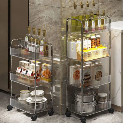 Mobile Shelf with Wheel Multi-Layers Storage Rack Home Trolley for Snacks Cosmetic Sundries Organizer 2/3/4 Tiers Rolling Cart by Smarsty