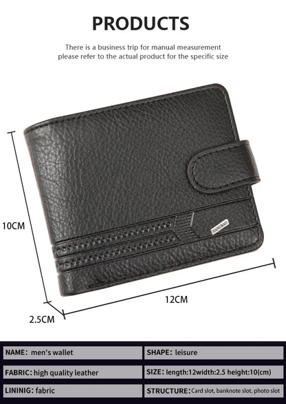 Men's Slim Bifold Wallets Leather Multiple Card Holder Purses with Driver License ID Windows Man Short Wallet with Coin Pouch - Smarsty