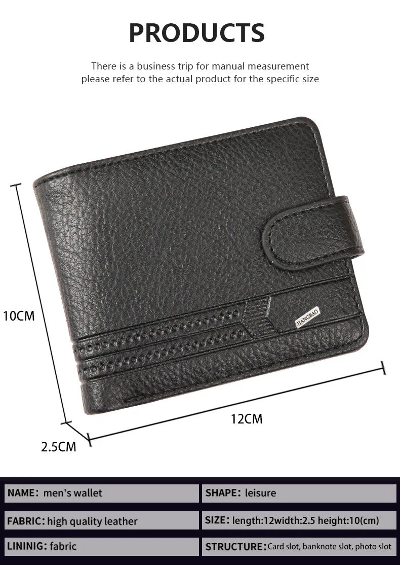 Men's Slim Bifold Wallets Leather Multiple Card Holder Purses with Driver License ID Windows Man Short Wallet with Coin Pouch - Smarsty