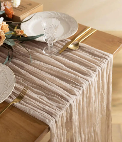 Boho Cheesecloth Table Runner for Rustic Weddings - Smarsty