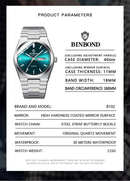 Luxury Waterproof Quartz Men's Watch with Luminous Features - Smarsty