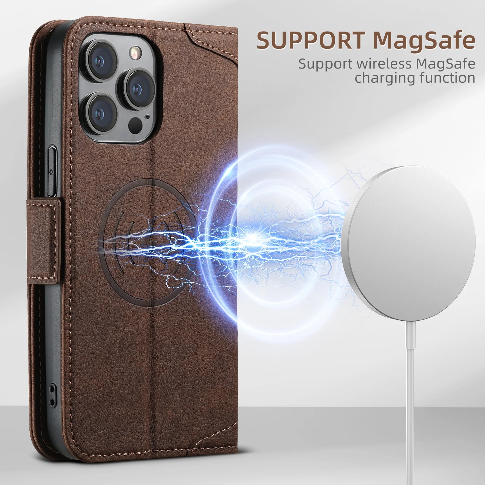 Card holder wallet Flip cover  phone case Compatible with MagSafe magnetic wireless charging For iPhone 17ProMax 16Plus 15 14 13