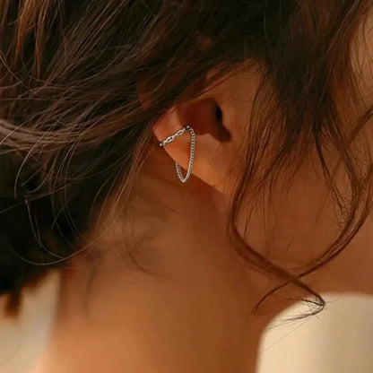 Minimalist Fake Piercing Ear Cuff Earrings with Tassel Design - Smarsty