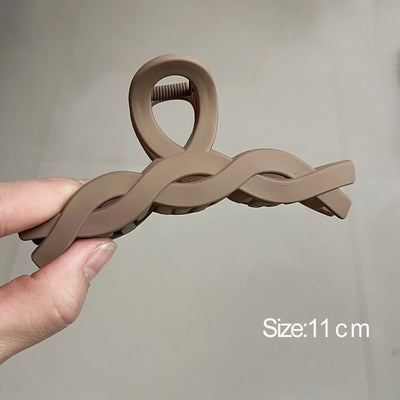 Korean Coffee Beige Acrylic Geometric Hair Claw Clip Large - Smarsty