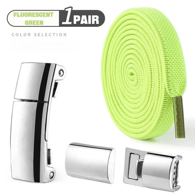 1Pair Magnetic Lock Shoelaces without ties Flat Elastic Laces Sneakers Boots No Tie Shoelace Rubber Bands for Shoes Accessories - Smarsty