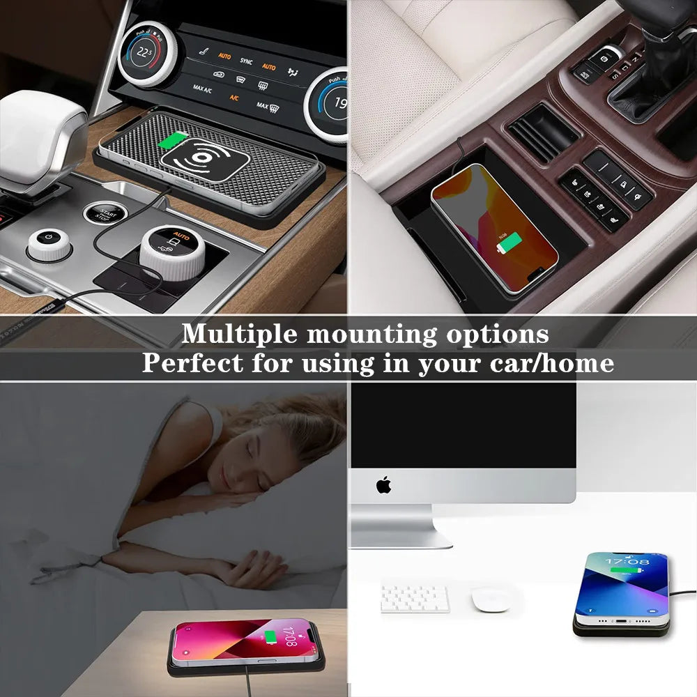 Car Wireless Charger With Silicone Pad Stand Fast Charging - Smarsty