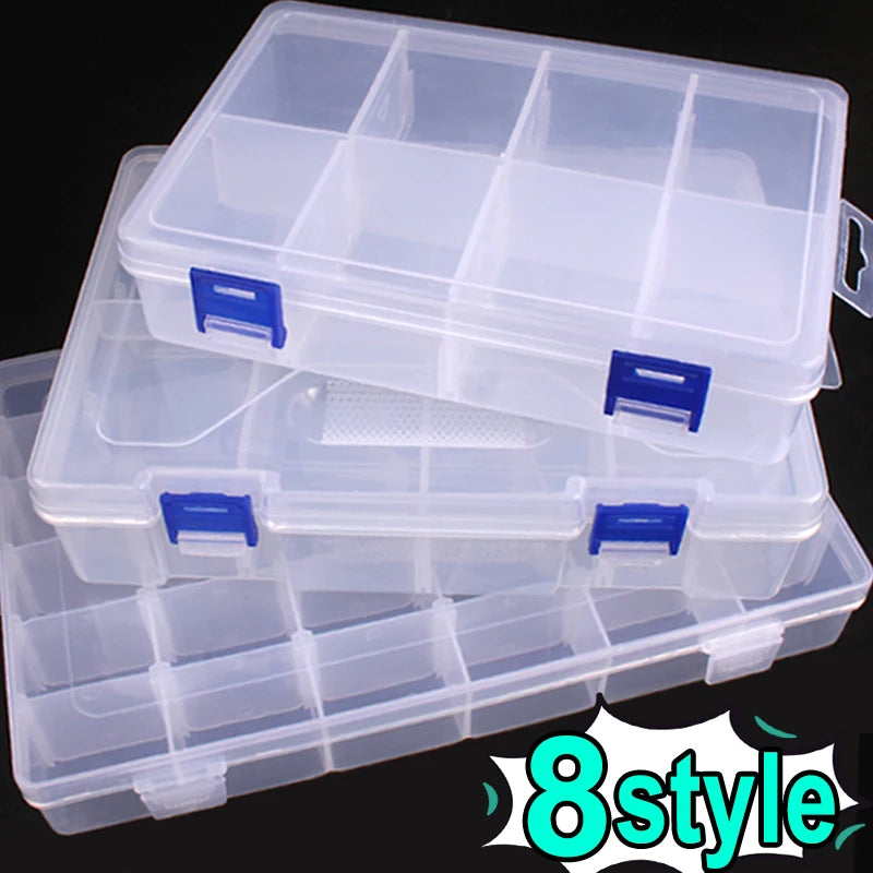 Transparent Plastic Jewelry Storage Box with Adjustable Compartments - Smarsty