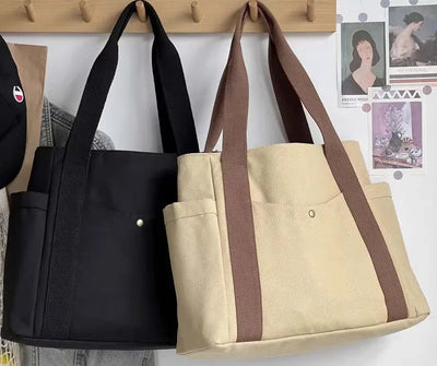 Large Capacity Canvas Tote Shoulder Bag For Work College - Smarsty