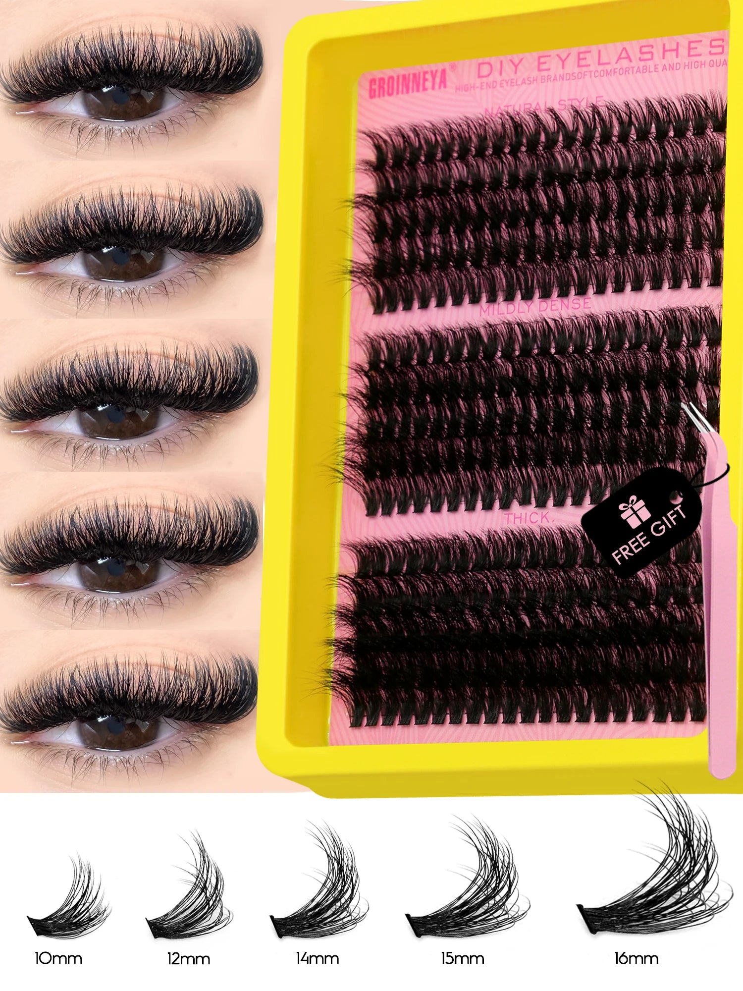 GROINNEYA Fluffy Cluster Lashes Kit for Volume Eyelash Extensions - Smarsty