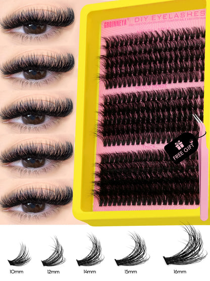 GROINNEYA Fluffy Cluster Lashes Kit for Volume Eyelash Extensions - Smarsty