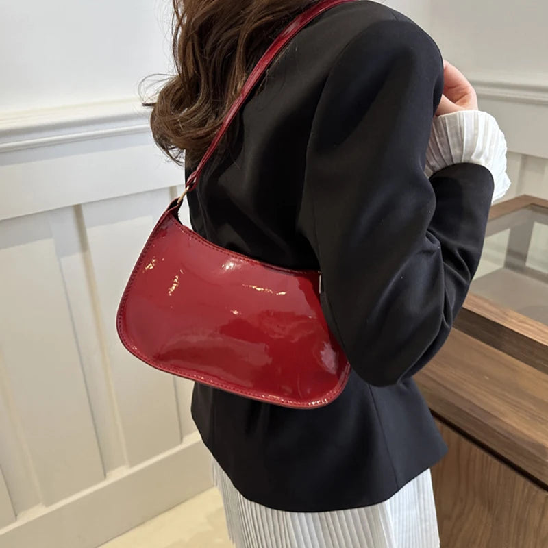 Vintage Patent Leather Shoulder Bag For Women Designer - Smarsty