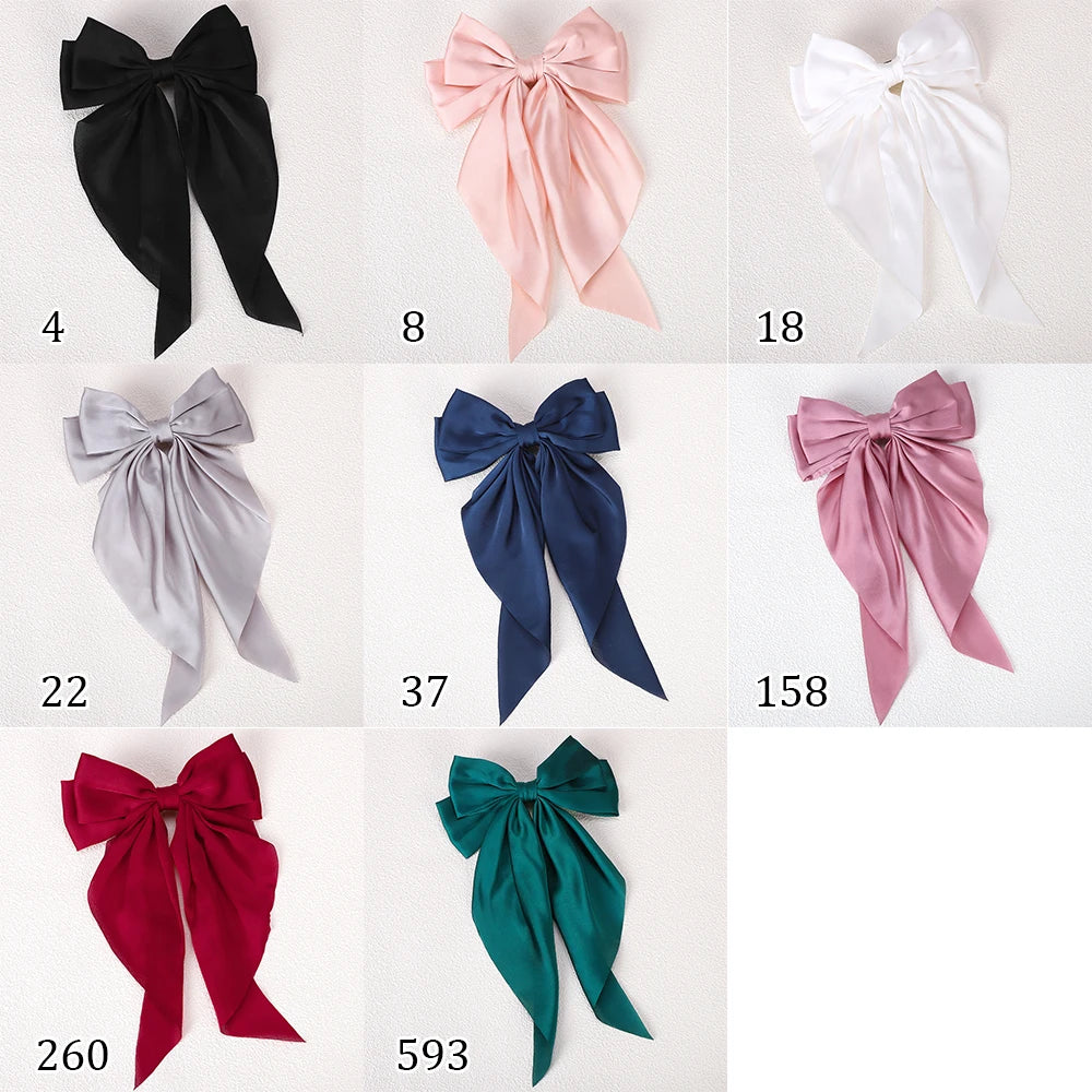 Girls Elegant Big Bow Satin Hair Clip Accessory - Smarsty