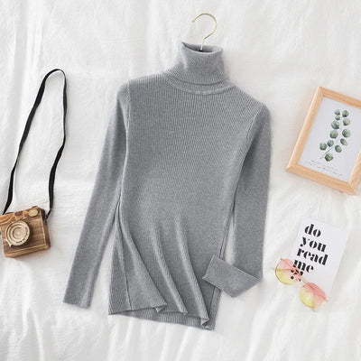 2025 Women Turtleneck Sweater Knitted Soft Pullovers Cashmere Jumpers Basic Solid Soft Sweaters Women Autumn Winter Casual Top - Smarsty